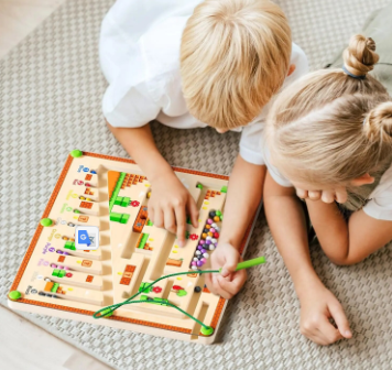 Cor magnética e número labirinto brinquedos Montessori, Wooden Puzzle Activity Board, Belas habilidades motoras brinquedos para criança